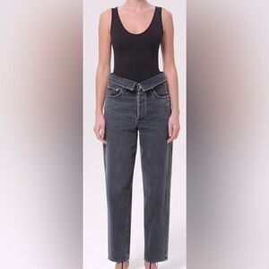 Agolde Echo Taper Jean Flip Waistband Zephyr Wash Black Size 27 NWT‎